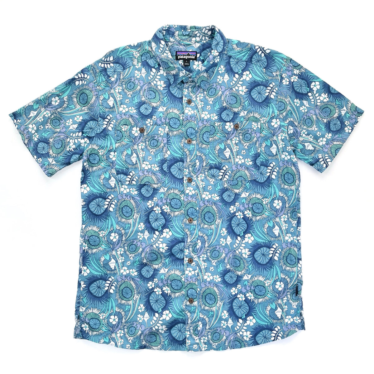 2022 Patagonia Hemp/Cotton Back Step Shirt:  Rincon Hunt- Anacapa Blue (L)