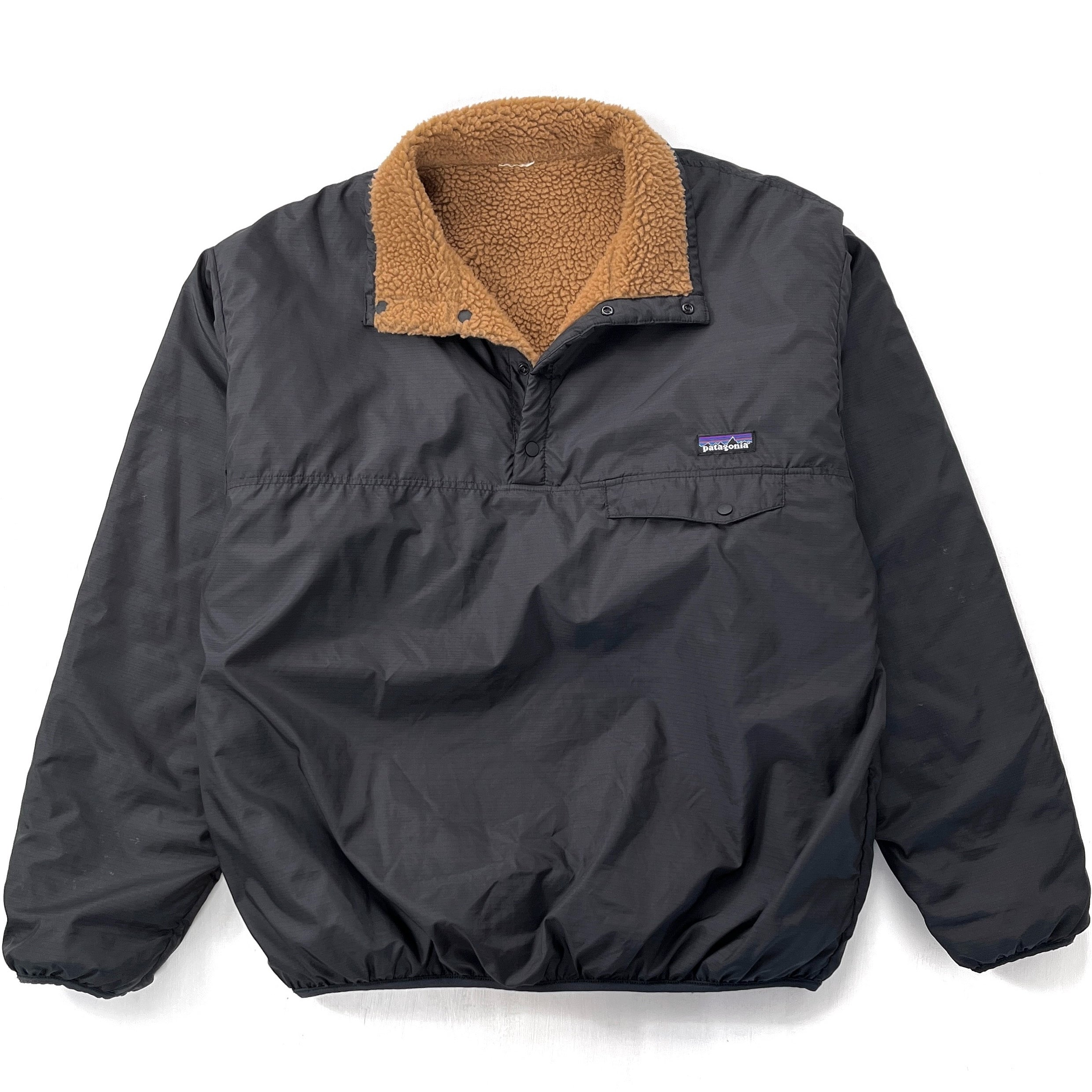 2007 Patagonia Reversible Deep Pile Snap-T Pullover, Brown & Black (L)