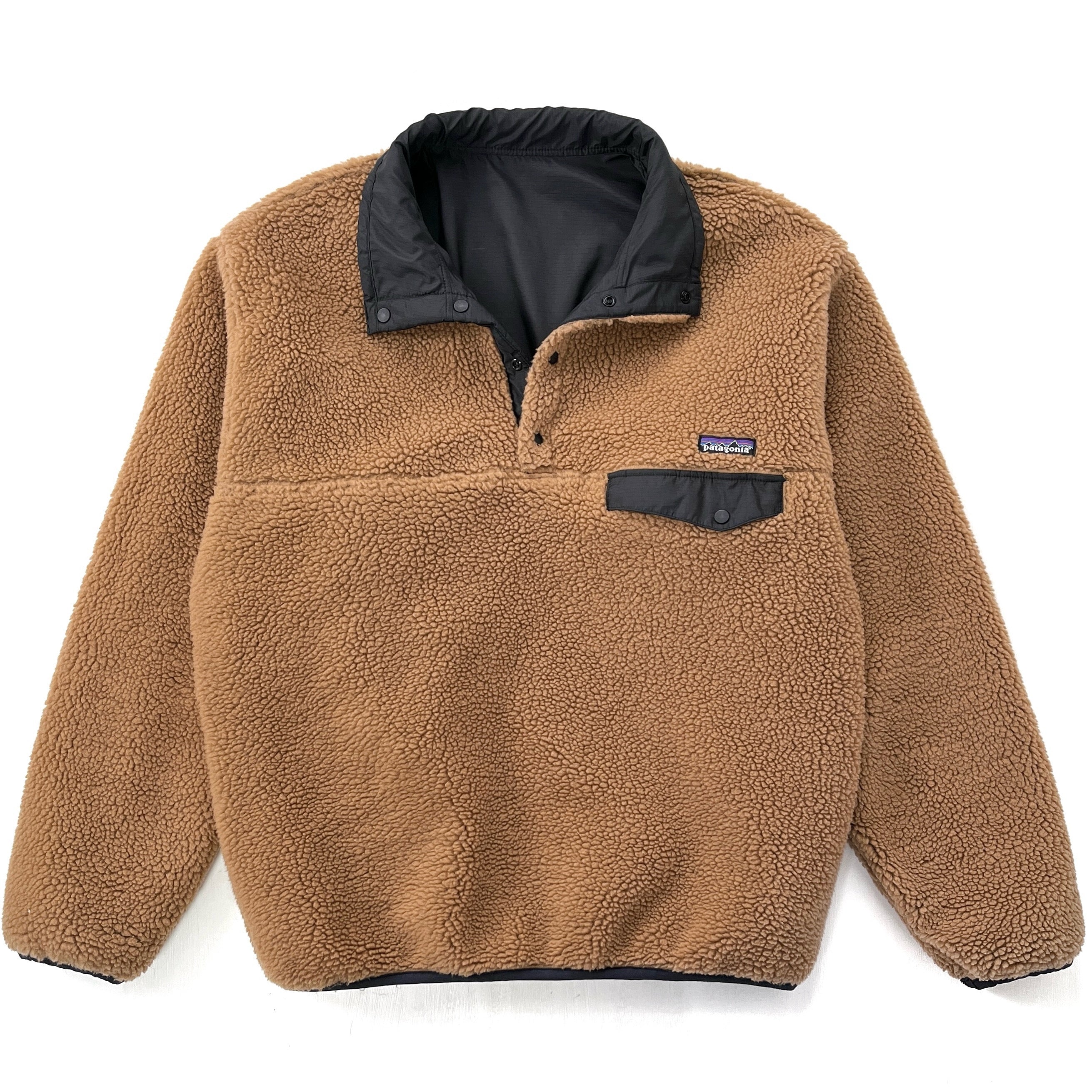 2007 Patagonia Reversible Deep Pile Snap-T Pullover, Brown & Black (L)