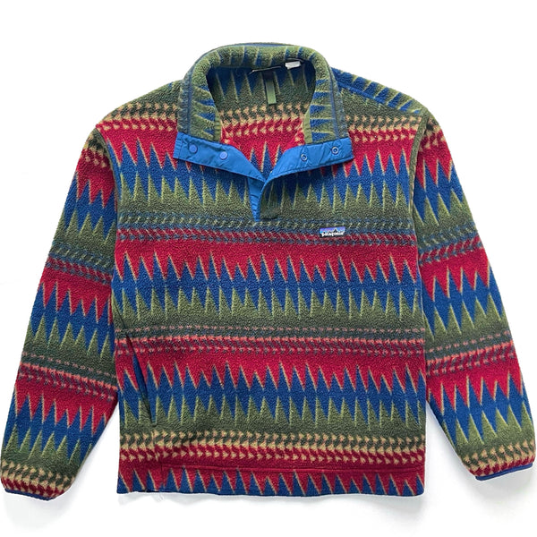 1996 Patagonia Printed Synchilla Snap-T, Minnehaha: Carmine (S/M)