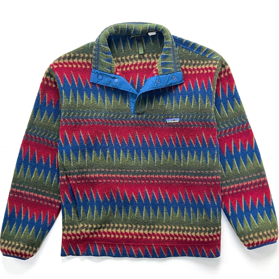 1996 Patagonia Printed Synchilla Snap-T, Minnehaha: Carmine (S/M)