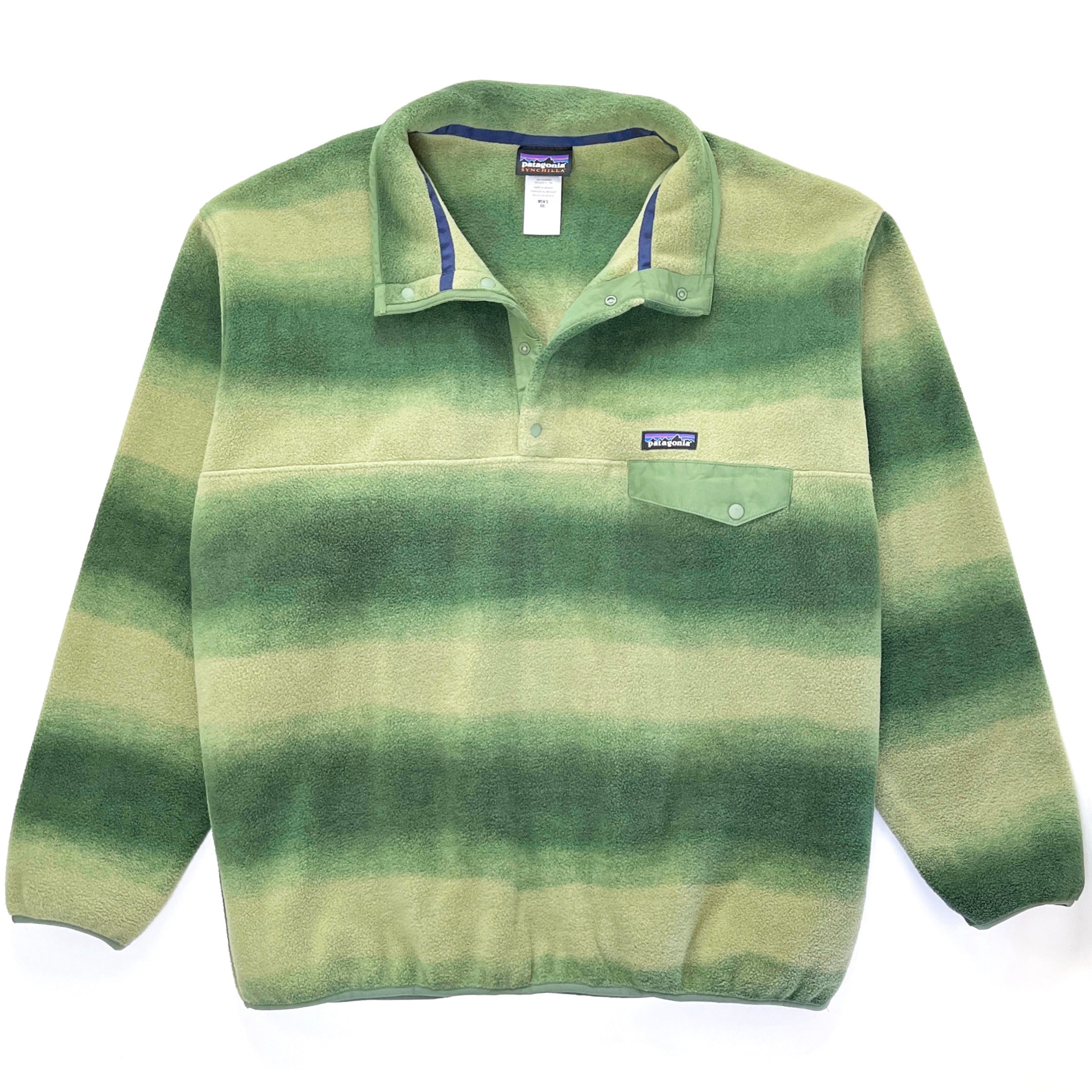 2015 Patagonia Printed Synchilla Snap-T, Hand Dipped: Camp Green