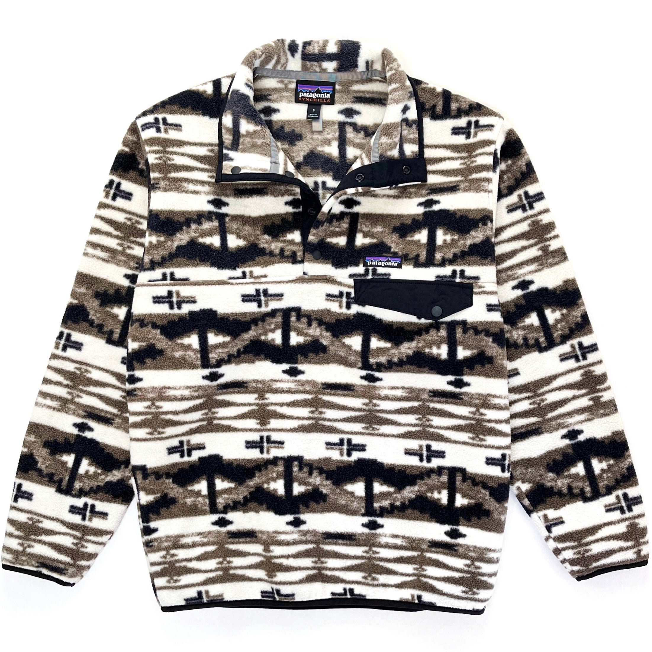 2018 Patagonia Printed Synchilla Snap-T, Shepard Knit: Birch White