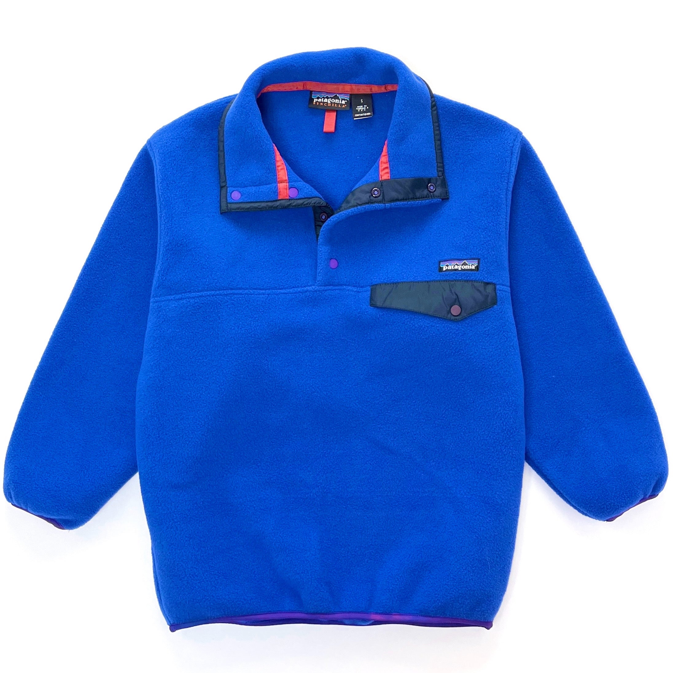 1998 Patagonia Synchilla Snap-T Pullover, Blue Ribbon & Night Sky (S)