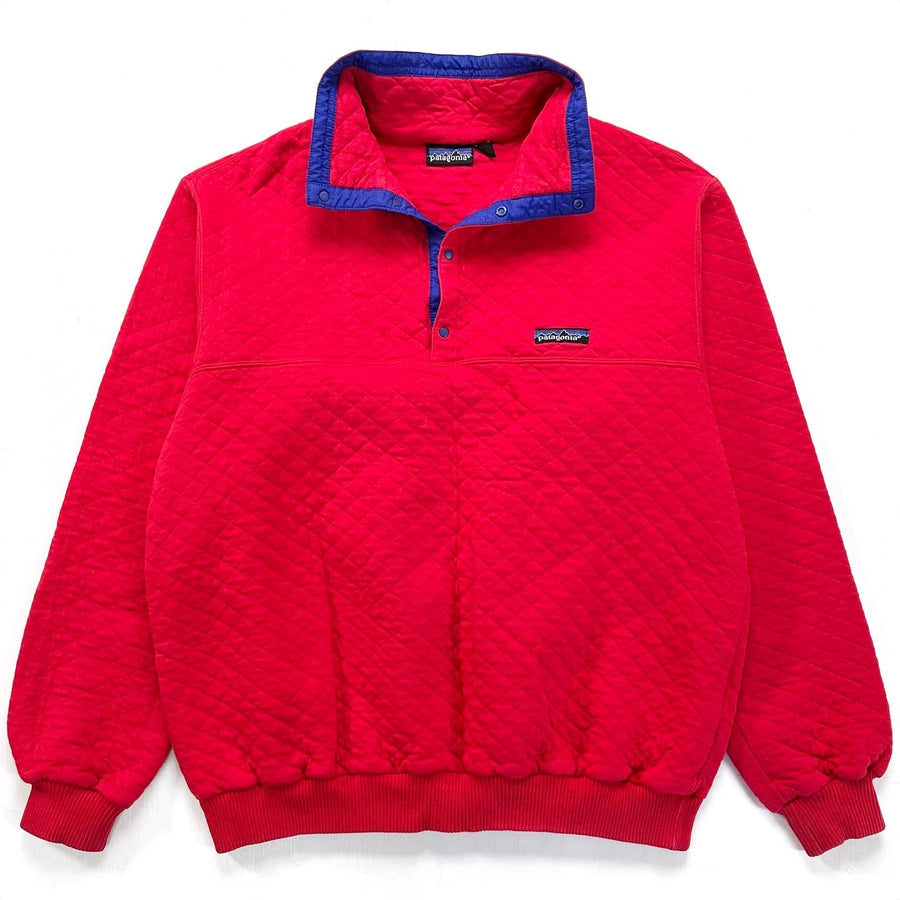 1987 Patagonia Cotton Diamond Quilt Snap-T, Red & Cobalt (M/L)