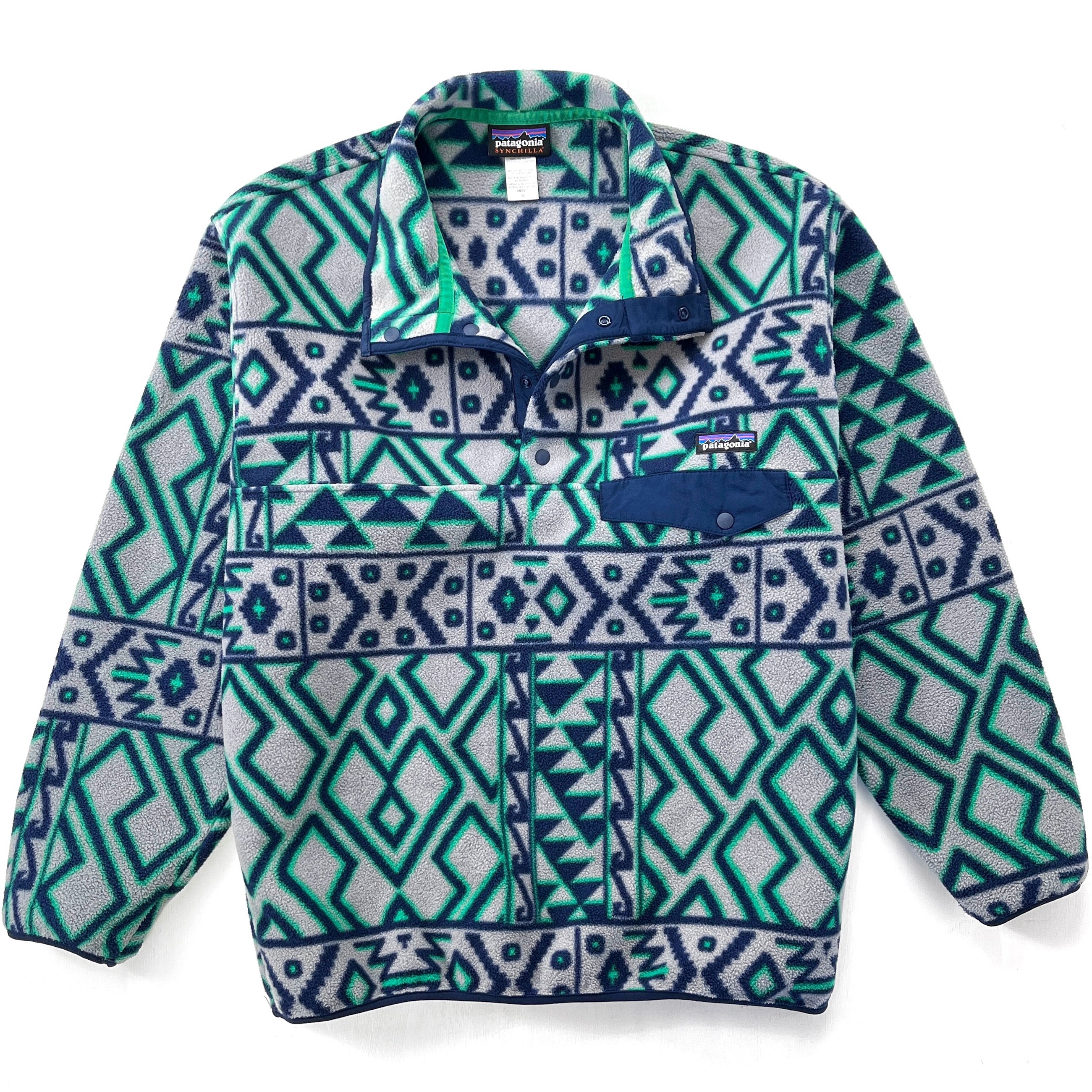 2014 Patagonia Printed Synchilla Snap-T, Montana Siete: Grey (M/L)