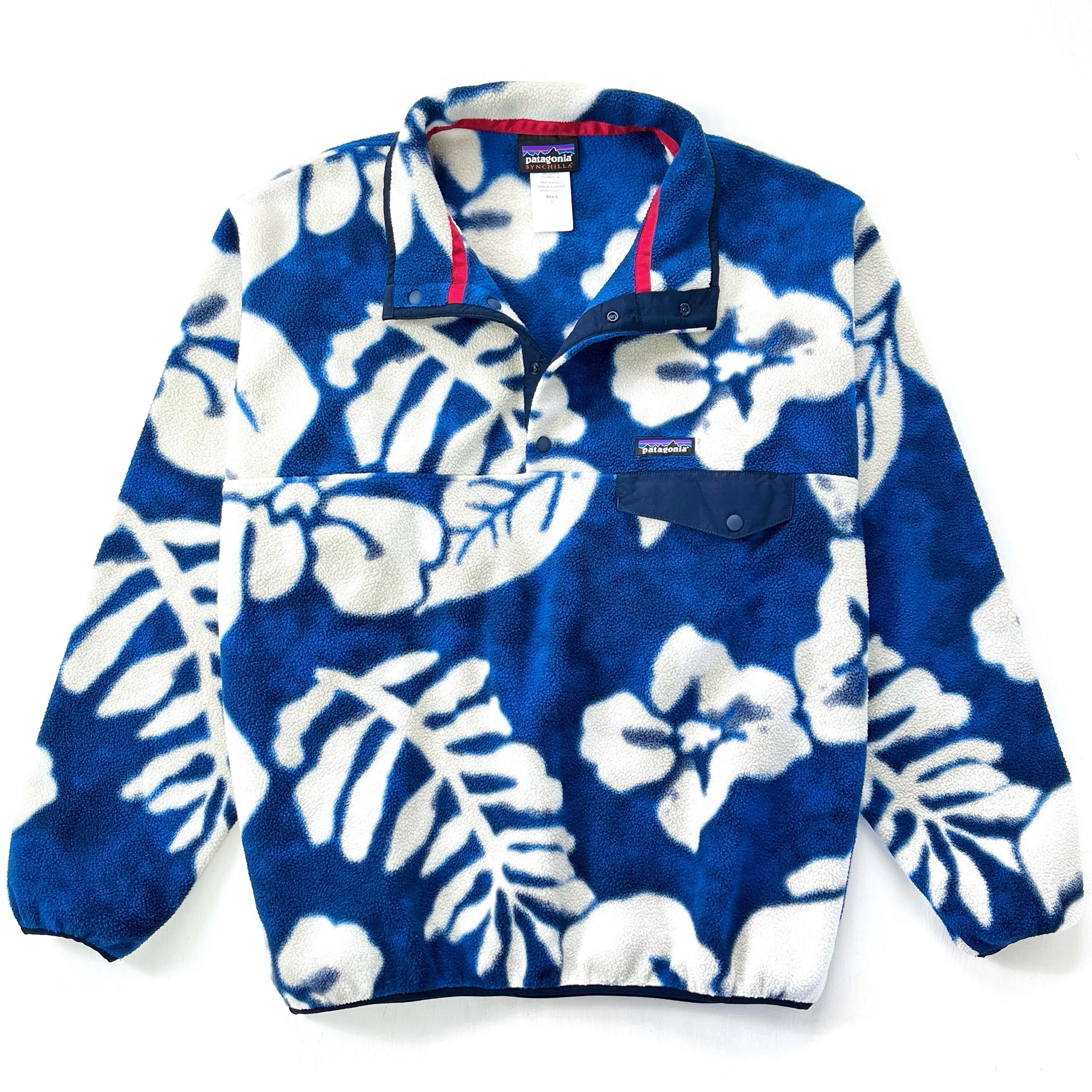 2015 Patagonia Printed Synchilla Snap-T, Spice Garden: Blue (L)