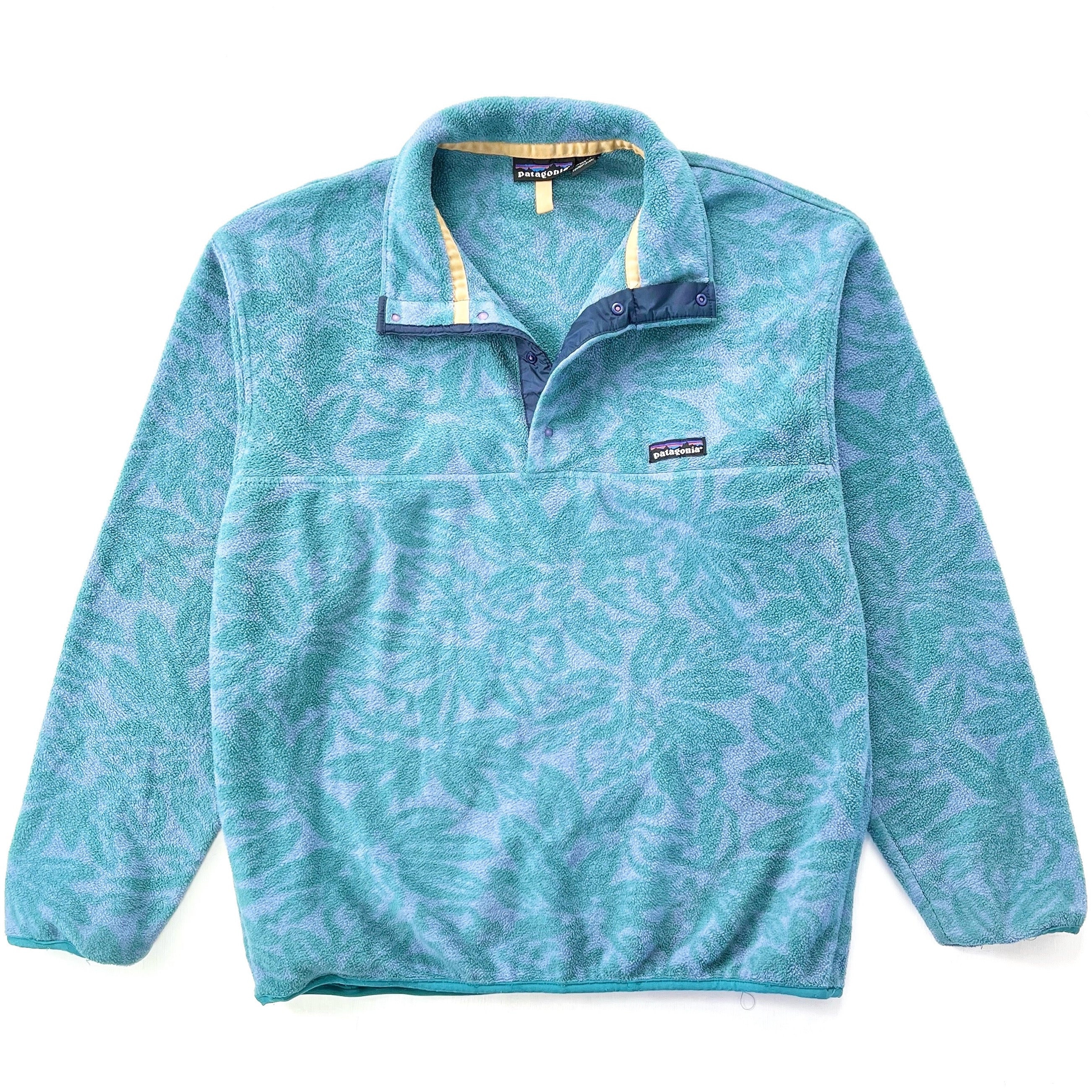 1994 Patagonia Printed Synchilla Snap-T, Tropical: Sea Green (M)