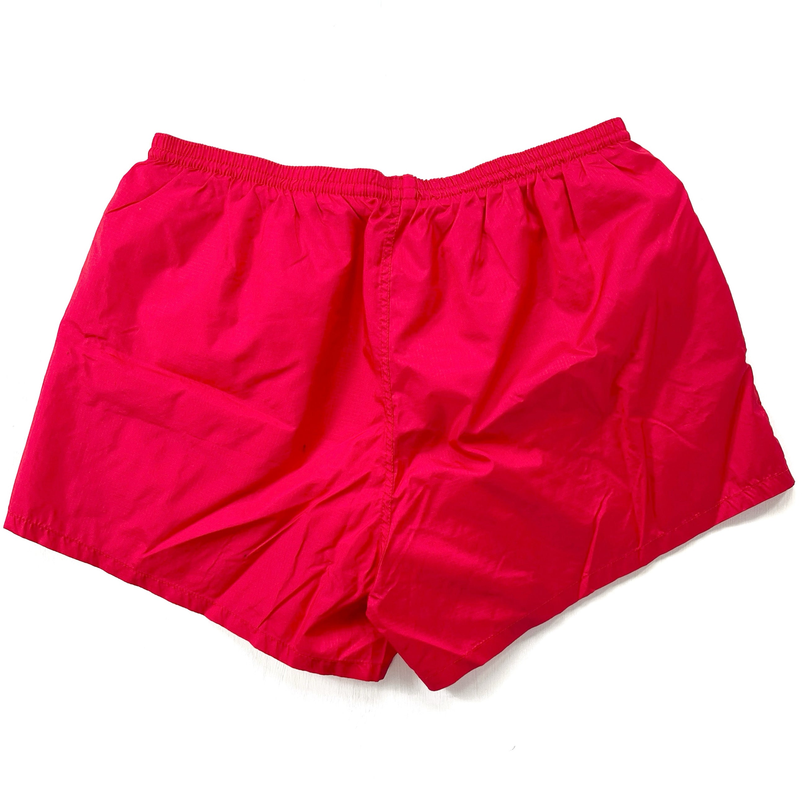 1980s Patagonia 3.5” Ripstop Nylon Baggies Lites Shorts, Bright Red (L)