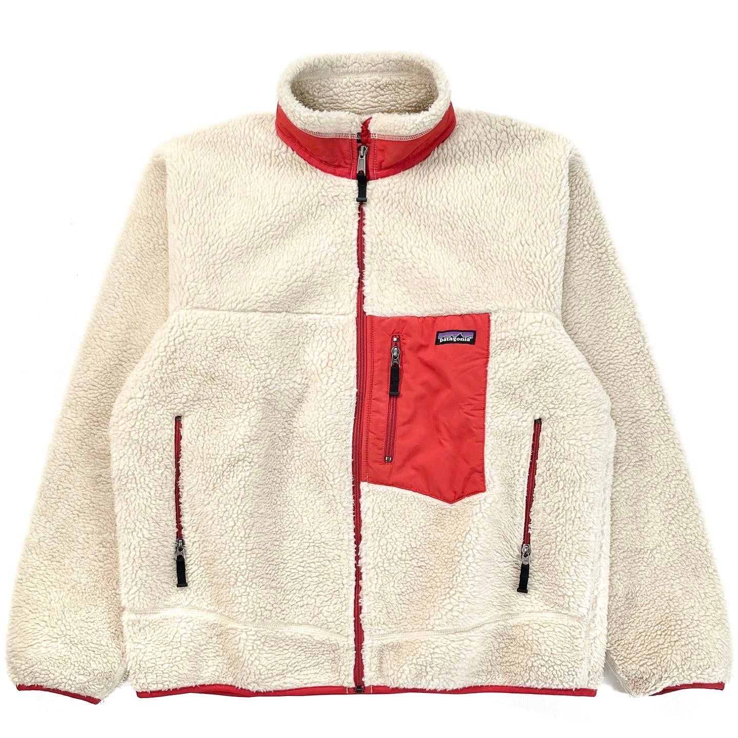 2007 Patagonia Classic Retro-X Fleece Jacket, Natural & Red (L)