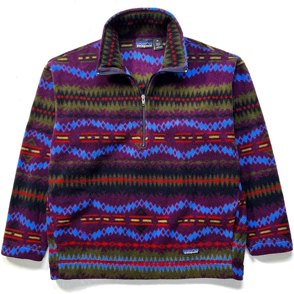 1994 Patagonia Printed Synchilla Sweater, Sacajawea: Blackberry (M)