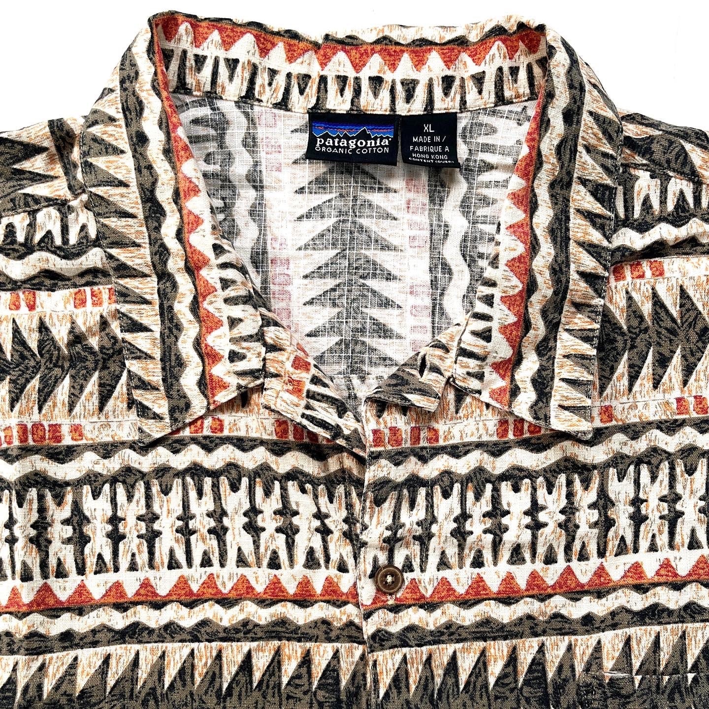 1997 Patagonia Mens A/C Cotton Print Shirt, Tapa: Orange (XL/XXL)