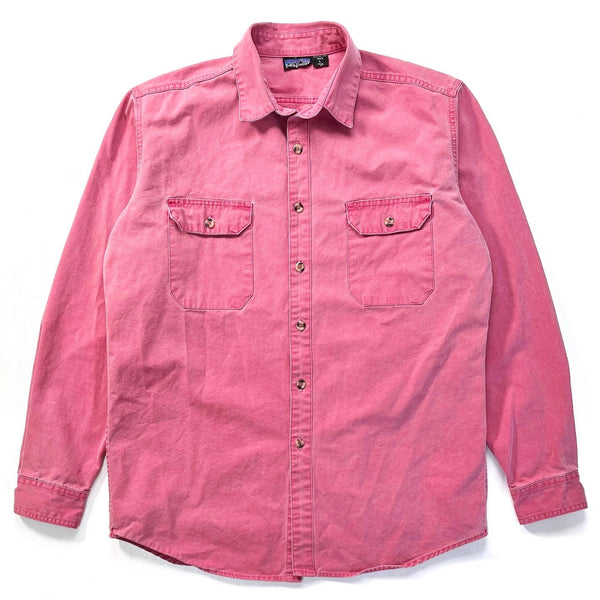 1988 Patagonia Mens Cotton Canvas Shirt, Weathered Pink (L)