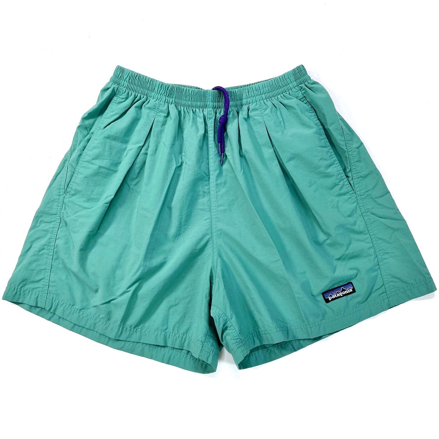 1999 Patagonia Mens 4” Pleated Baggies Shorts, Tropical Green (S)