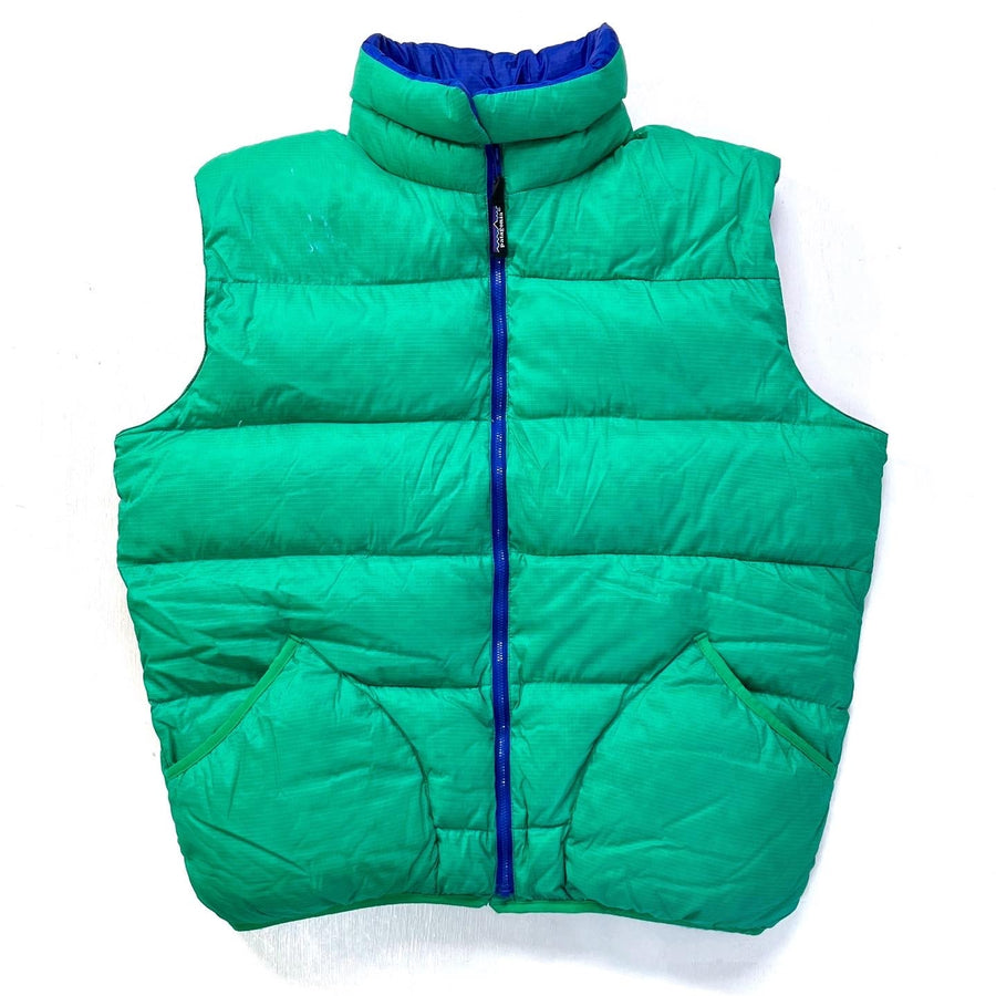 1990 Patagonia Hi-Loft Goose Down Vest, Emerald & Cobalt (L)