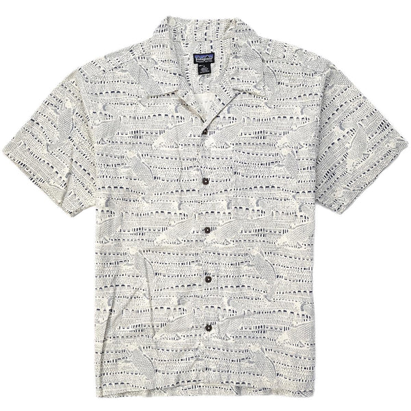 2001 Patagonia A/C Cotton Print Shirt, Bonefish: Natural (M)