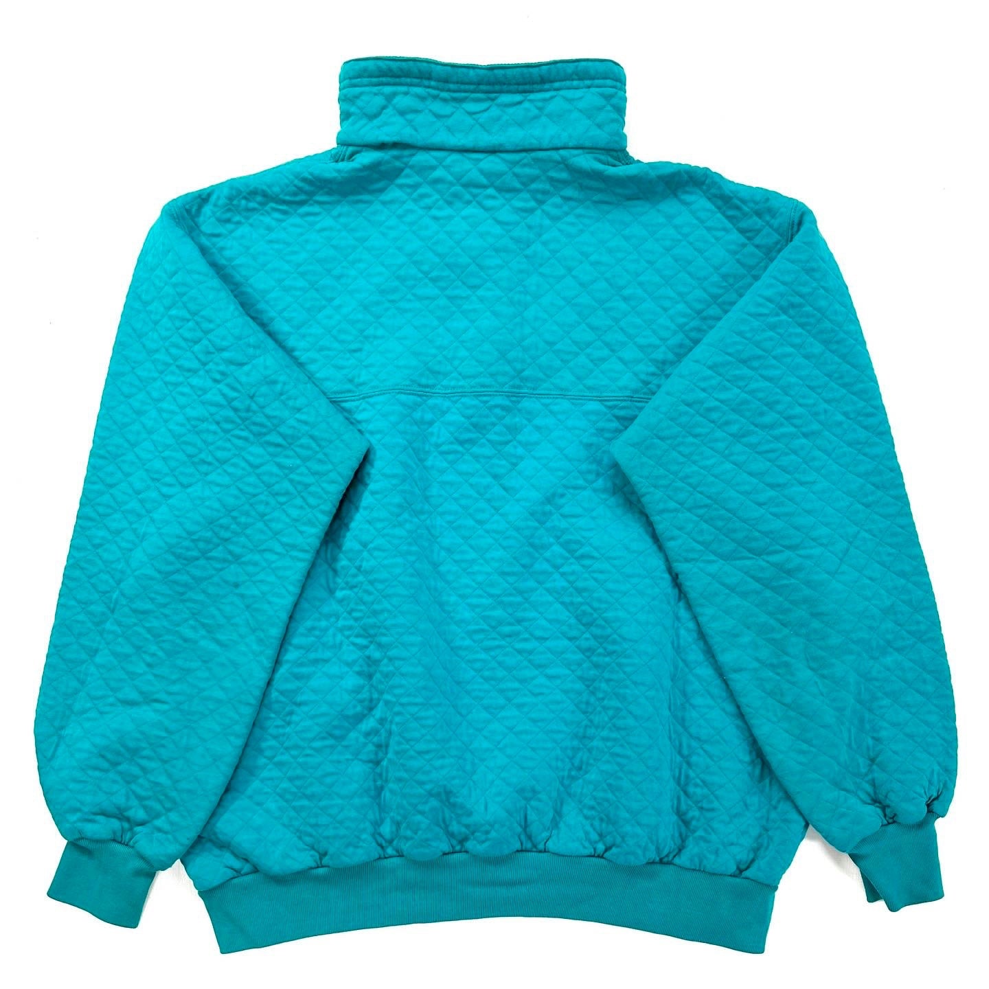 1985 Patagonia Womens Cotton Diamond Quilt Pullover Aqua L