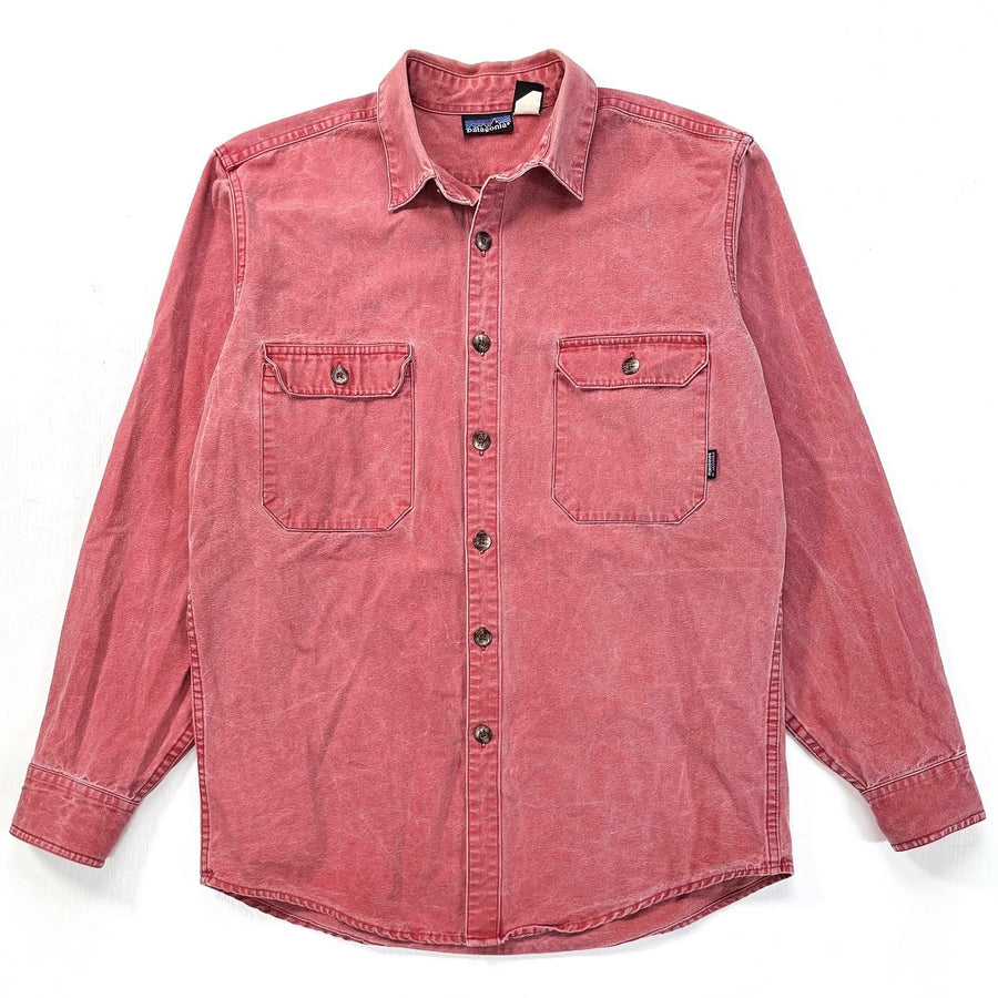1992 Patagonia Mens Cotton Canvas Shirt, Weathered Red (M)