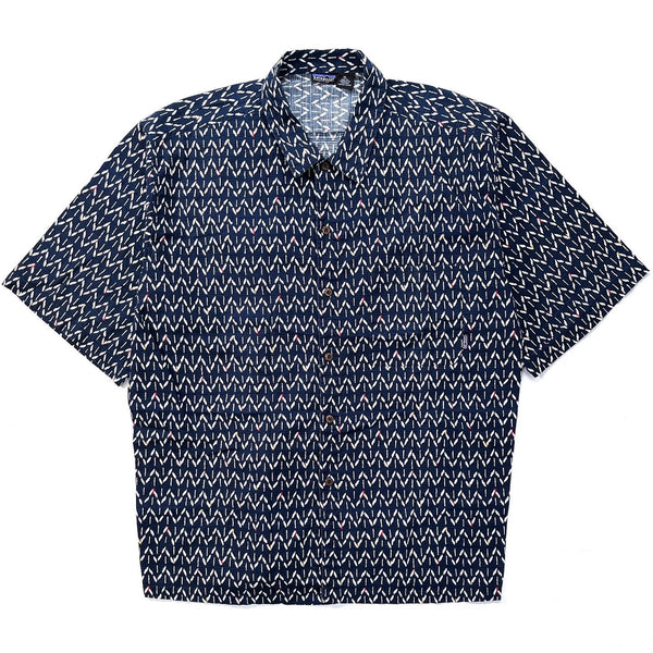 2000 Patagonia Mens Organic Cotton A/C Print Shirt, Navy (XL)