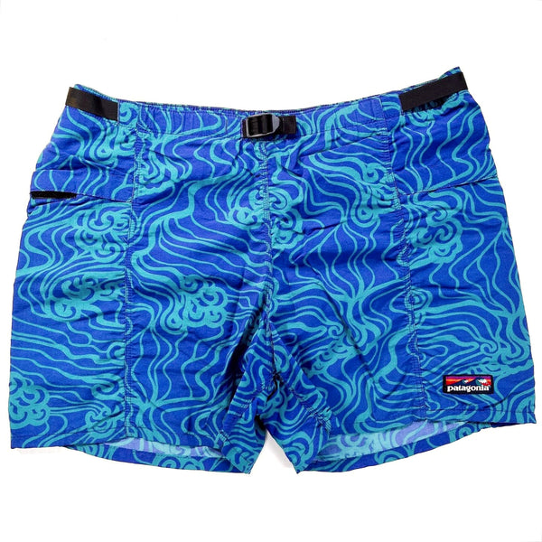 1993 Patagonia Mens 3.5” Printed River Shorts, Flow: Cobalt (M/34)