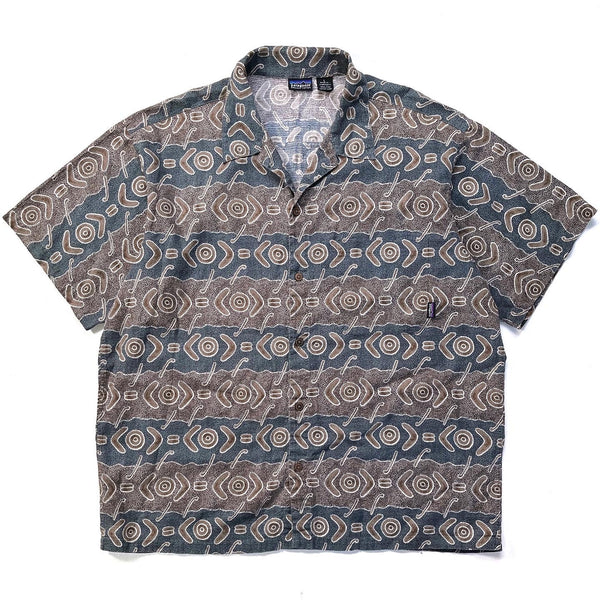 1999 Patagonia Mens A/C Print Shirt, Boomerang: Khaki (L/XL)