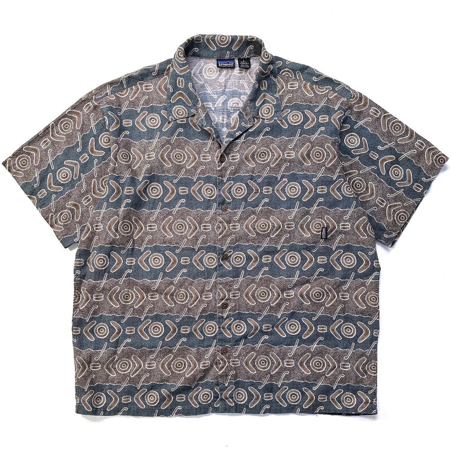 1999 Patagonia Mens A/C Print Shirt, Boomerang: Khaki (L/XL)