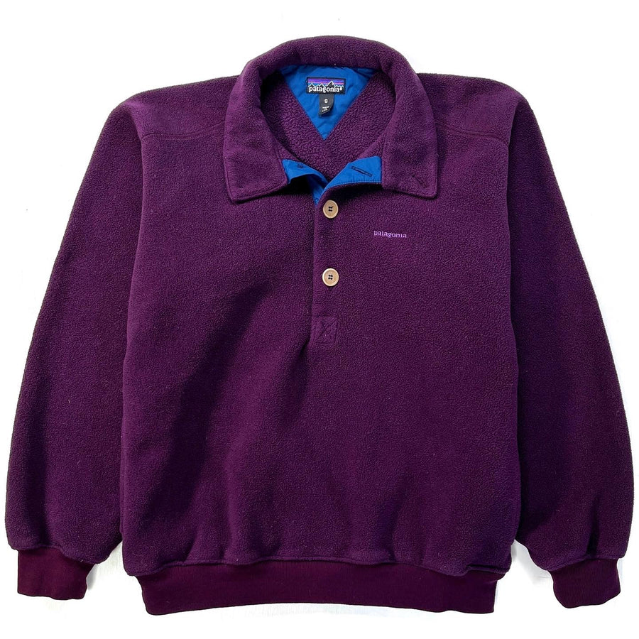 1991 Patagonia Made In The U.S.A. Collared Synchilla Sweater, Plum (S)