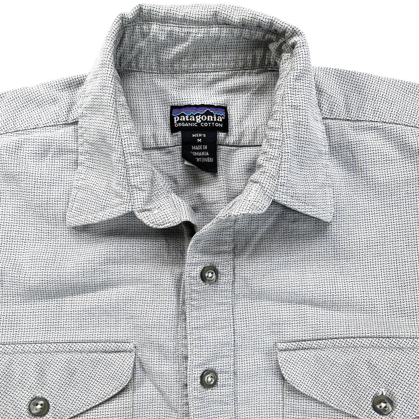 1997 Patagonia Mens Textured Organic Cotton Shirt, Grey (M/L)