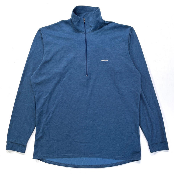 2010s Patagonia Mens Lightweight Capilene Zip-Neck Pullover, Blue (M)