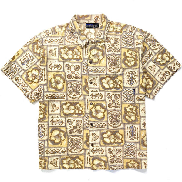 1990s Patagonia Mens Cotton A/C Print Shirt, Shark Fin Print (XL/XXL)