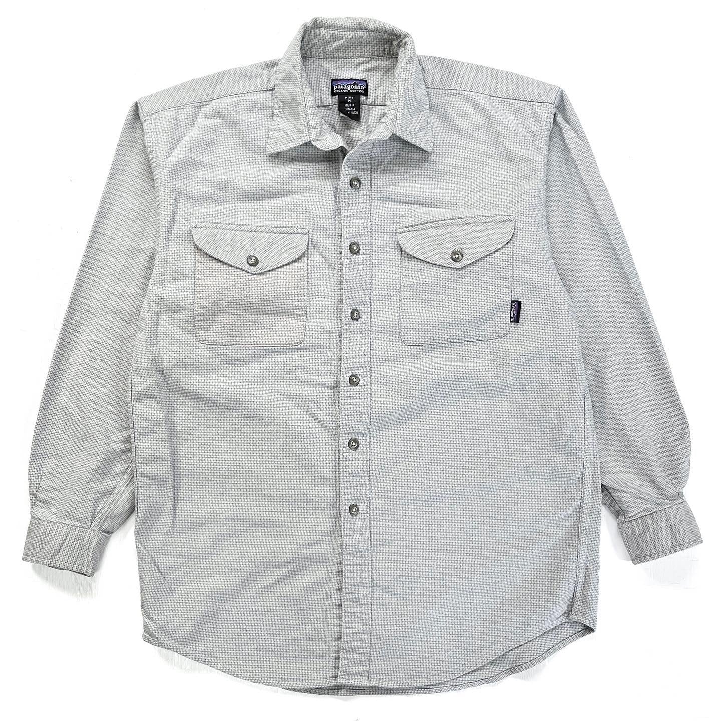 1997 Patagonia Mens Textured Organic Cotton Shirt, Grey (M/L)