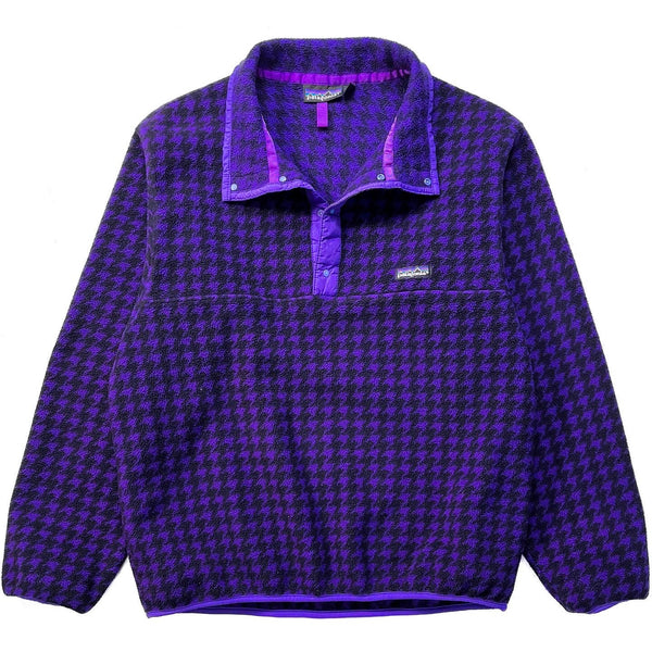 1990 Patagonia Printed Synchilla Snap-T, Houndstooth: Purple (L)