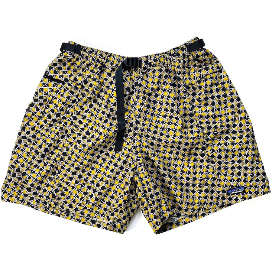 1999 Patagonia Mens 5” Printed Nylon River Shorts, Gridlock: Pear (XL)