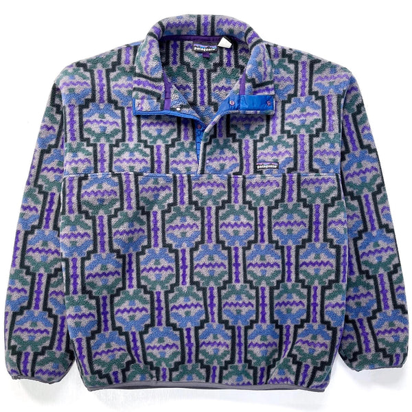 1993 Patagonia Printed Synchilla Snap-T, Tehuelche: Charcoal (L)