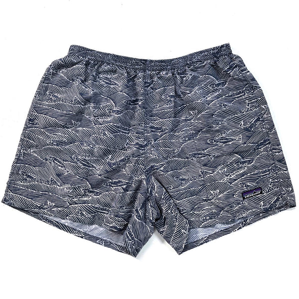 2008 Patagonia Mens 5” Printed Baggies Shorts, Fish Print (L)