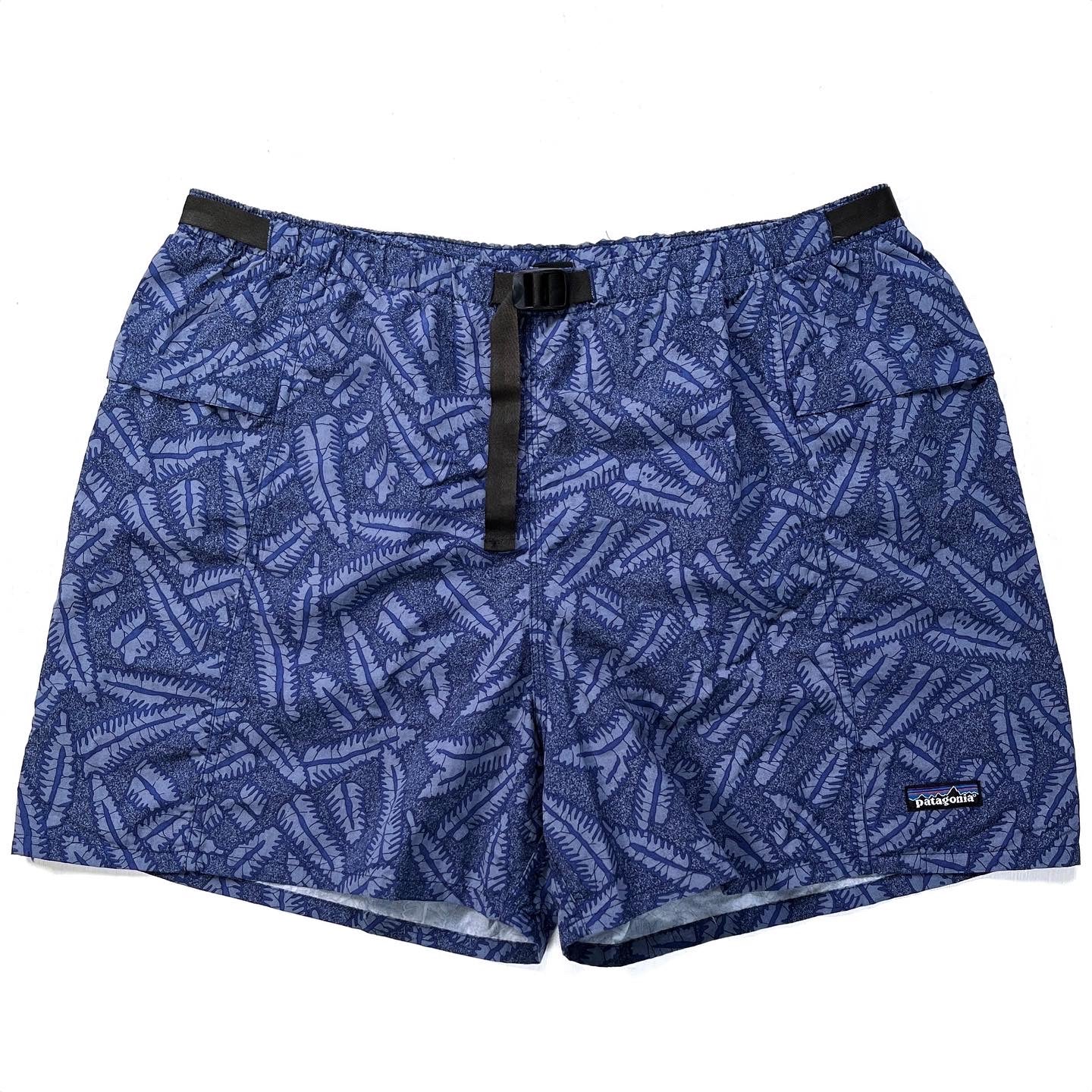 1996 Patagonia Mens 4” Printed River Shorts, Spiney: Blueberry (XL)