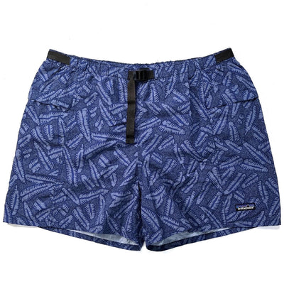 Patagonia (Vintage) — 1996 Patagonia Mens 4” Printed Nylon River Shorts, Spiney: Blueberry (XL)