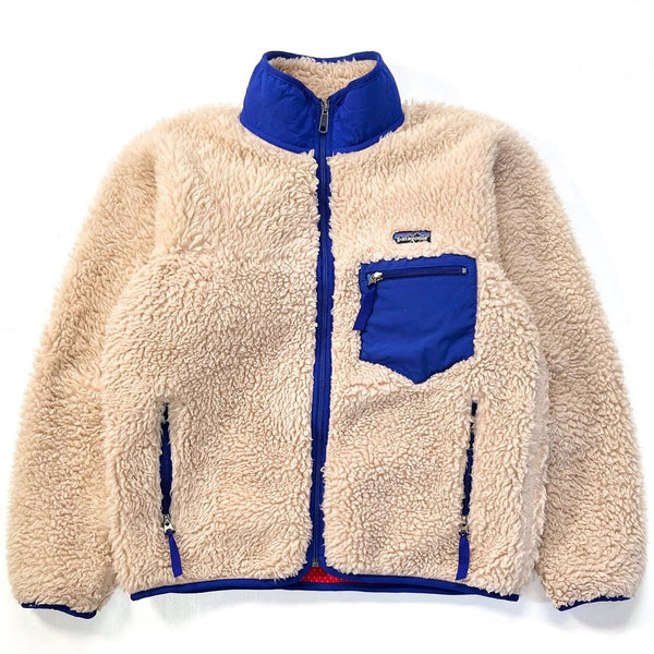 2001 Patagonia “Deep Pile” Classic Retro Cardigan, Natural & Fire (S)