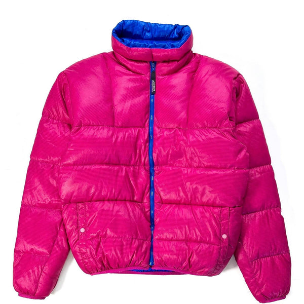 1989 Patagonia Hi-Loft Goose Down Jacket, Fuchsia & Electric Blue (S)