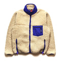 1989 Patagonia Retro Pile Cardigan, Natural/French Red (M)