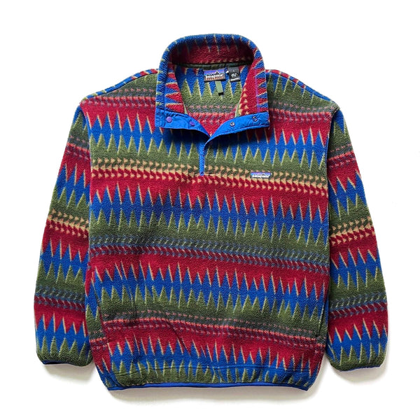 1997 Patagonia Printed Synchilla Snap-T, Minnehaha: Carmine (L/XL)