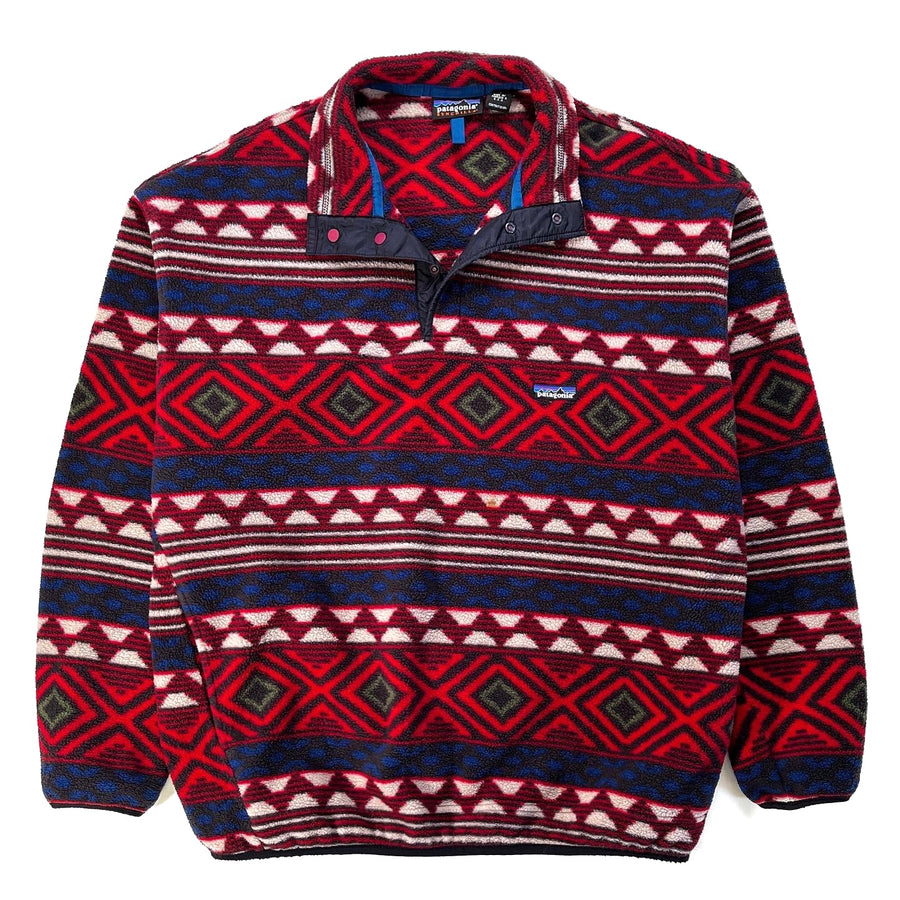 1996 Patagonia Printed Synchilla Snap-T, Saltillo: Burnt Chili (XL)