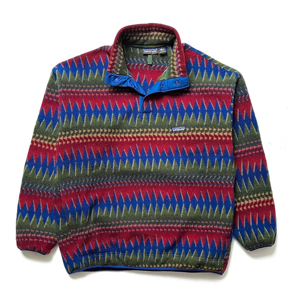 1997 Patagonia Printed Synchilla Snap-T, Minnehaha: Carmine (XL)