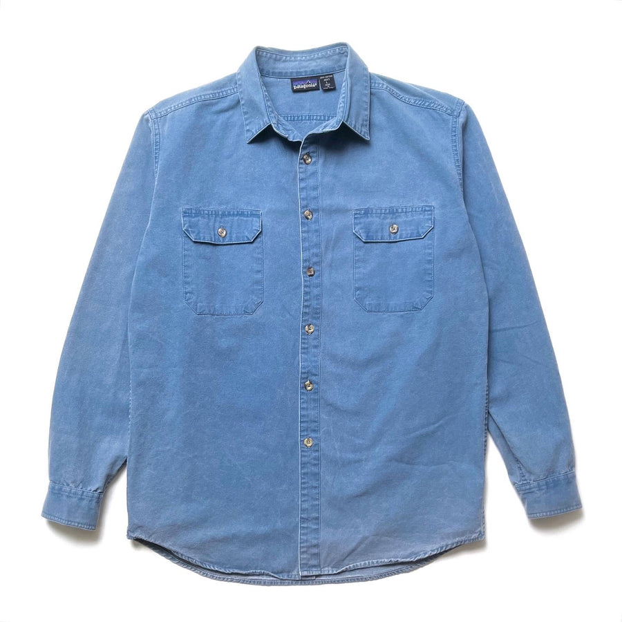 1989 Patagonia Garment Dyed Cotton Canvas Shirt, Light Blue (L)