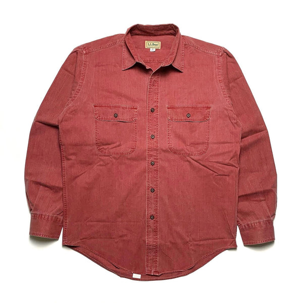 1980s LL Bean Lightweight L/S Canvas Shirt, Red (M/L)