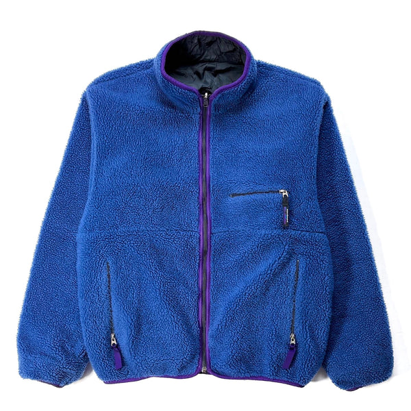 1993 Patagonia Reversible Pile Glissade Cardigan, Deep Water (L)