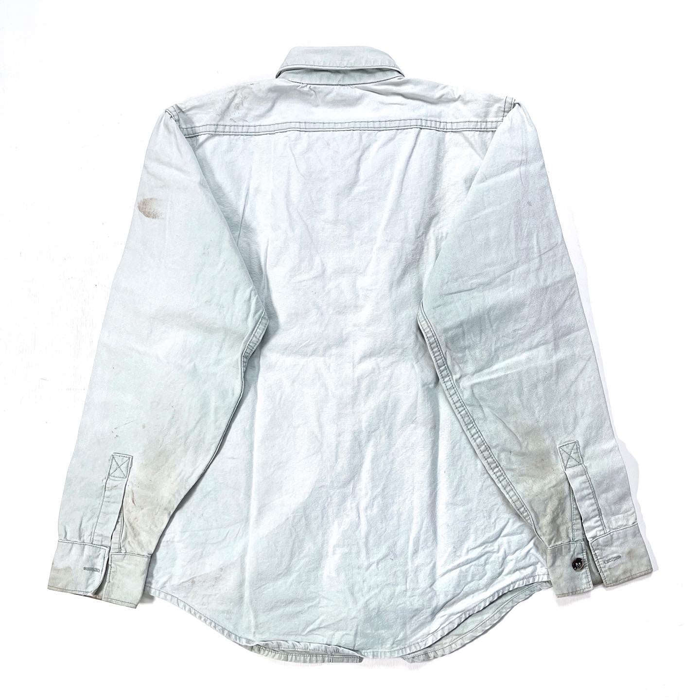 1970s Patagonia “Big Label” Cotton Canvas Shirt, Faded Seafoam (S/M)