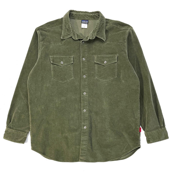 2007 Patagonia Heavy Corduroy Western Shirt Jacket, Olive (XL)