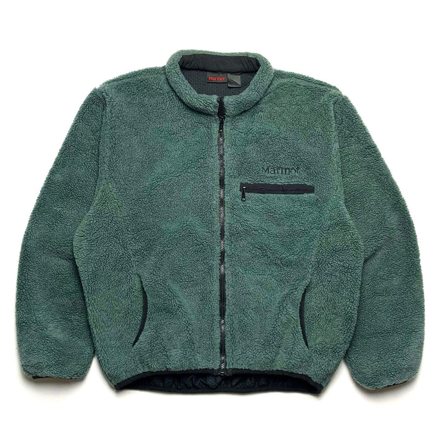 1990s Marmot Deep Pile Full-Zip Jacket, Hunter Green (L)