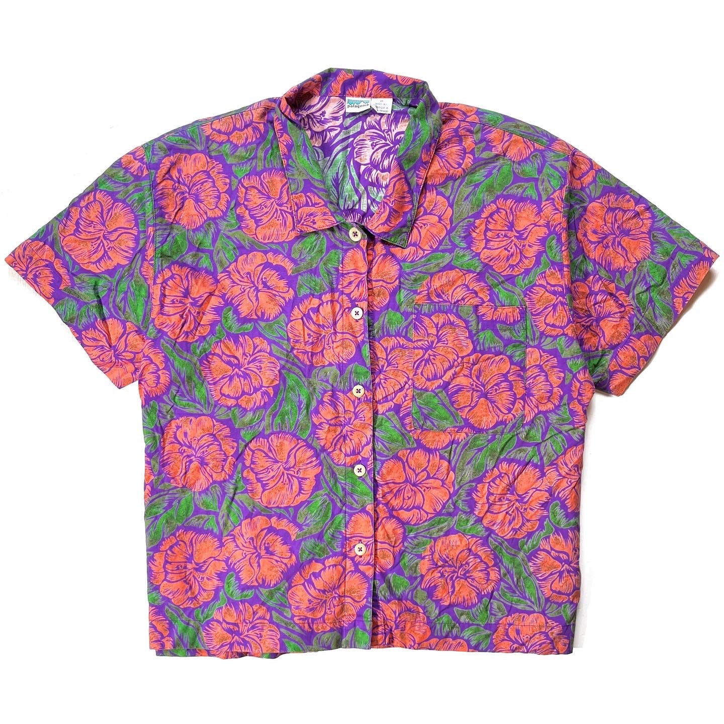 1991 Patagonia Womens Cotton A/C Print Shirt, Floral Print (M-L)